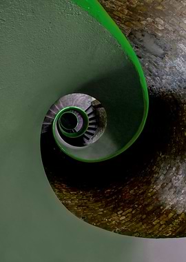 Green spiral staircase
