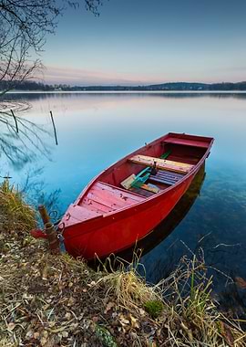 Lake Landscape With Boat