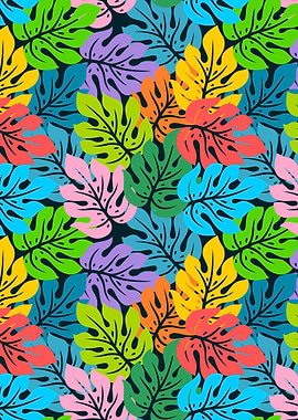 colorful monstera pattern