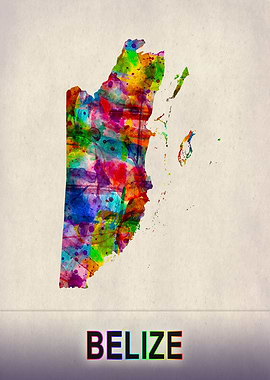 Belize Map in Watercolor