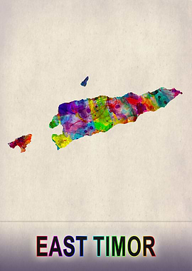 East Timor Map Watercolor