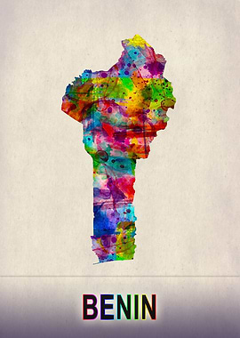 Benin Map in Watercolor
