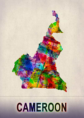 Cameroon Map in Watercolor