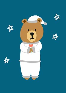 Sleepy bear in pajamas