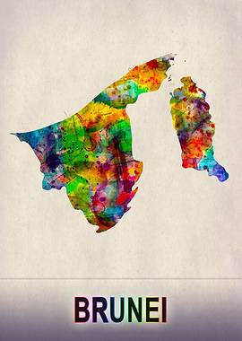 Brunei Map in Watercolor