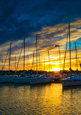 Yachtboats In Ports At Eve