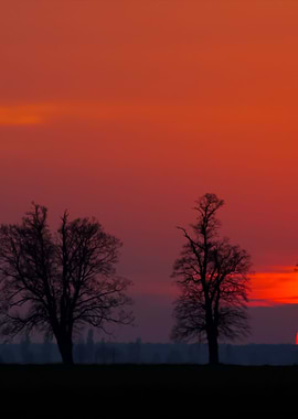 Sunset Over Rural Field