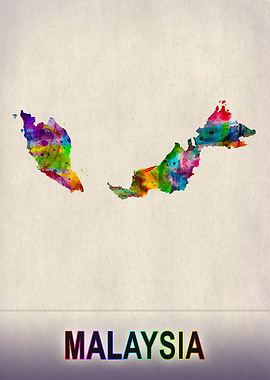 Malaysia Map in Watercolor