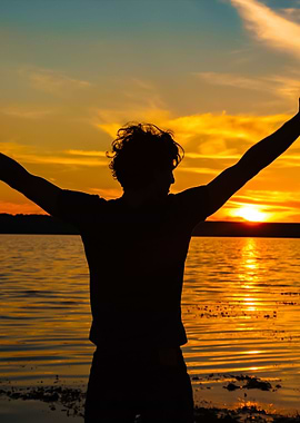 Happy Man Silhouette With