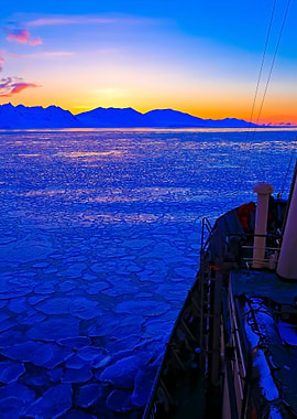 Boat In Winter Arctic Whit