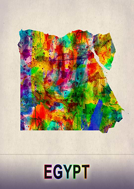 Egypt Map in Watercolor