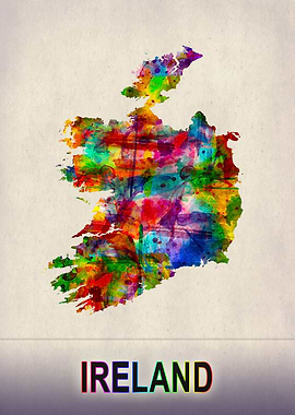 Ireland Map in Watercolor