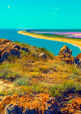 Panoramic View Of Pink Lak