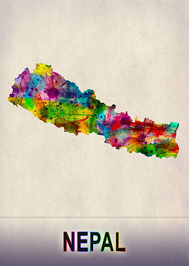 Nepal Map in Watercolor