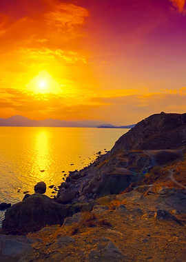 Dramatic Sunset Over Rocky