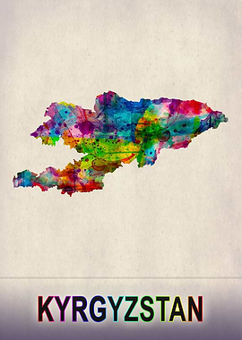 Kyrgyzstan Map Watercolor