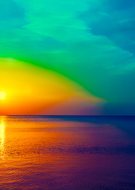 Magical Sunrise Over Sea