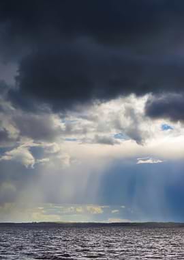 Stormy Lake Landscape With