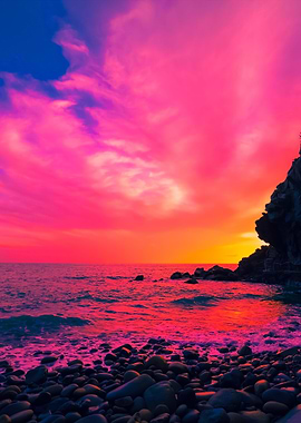 Sunset Over Rocky Sea Coas