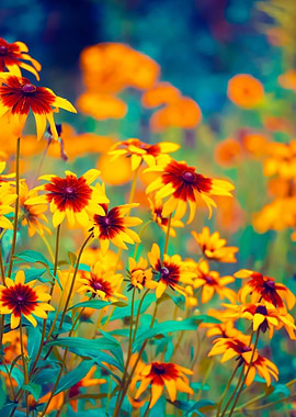 Flowers In A Garden In Sum