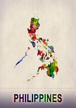 Philippines Map Watercolor