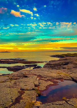 Deserted Rocky Beach At Su