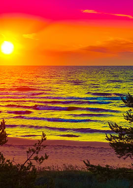 Beautiful Sunset Over Sea