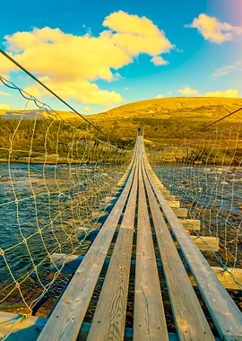 Hanging Bridge Over Mounta