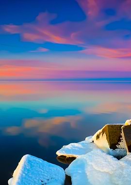 Baltic Sea Shore In Snowy