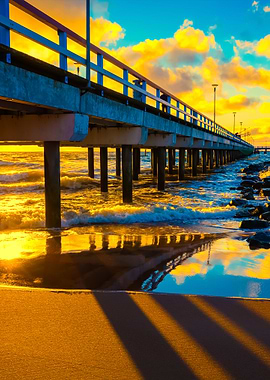 Pier And Sea At Sunset