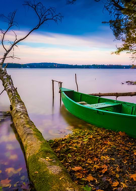 Lake Shore With Moored Boa