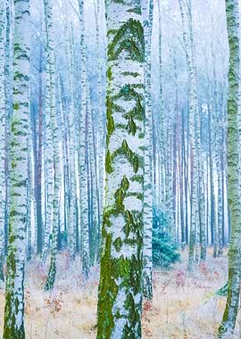 Frozen Birch Forest
