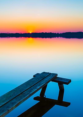 Lake Landscape At Sunset