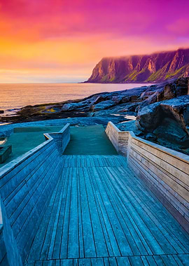 Senja Island At Orange Sun