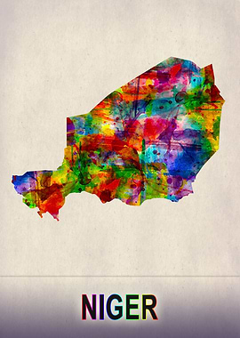Niger Map in Watercolor