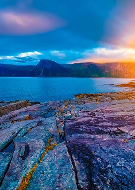 Deserted Rocky Beach At Su