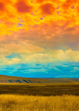 Field With Cloudy Sky At S