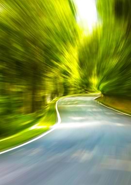 Curve Way Of Asphalt Road