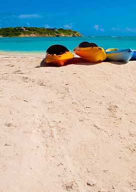 Kayaks On Beach