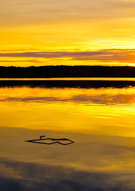 Lake With Reflected Sky In