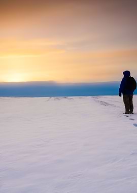 Snow Field With One Man