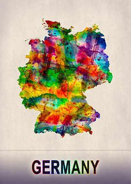 Germany Map in Watercolor