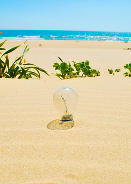 Lightbulb On Sand Global W