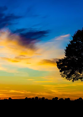 Sunset Over Rural Field