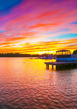 Yachtboats In Ports At Eve