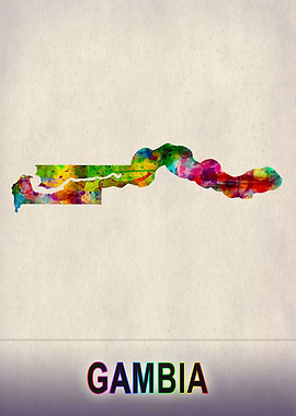 Gambia Map in Watercolor