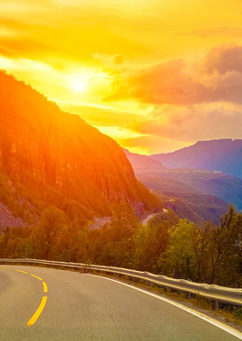 Mountain Road At Sunset