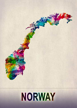 Norway Map in Watercolor