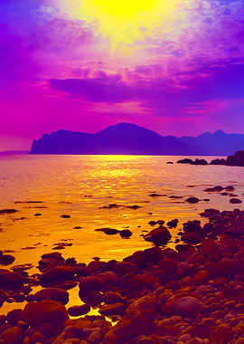Purple Sunset Over Rocky B