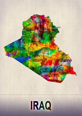 Iraq Map in Watercolor